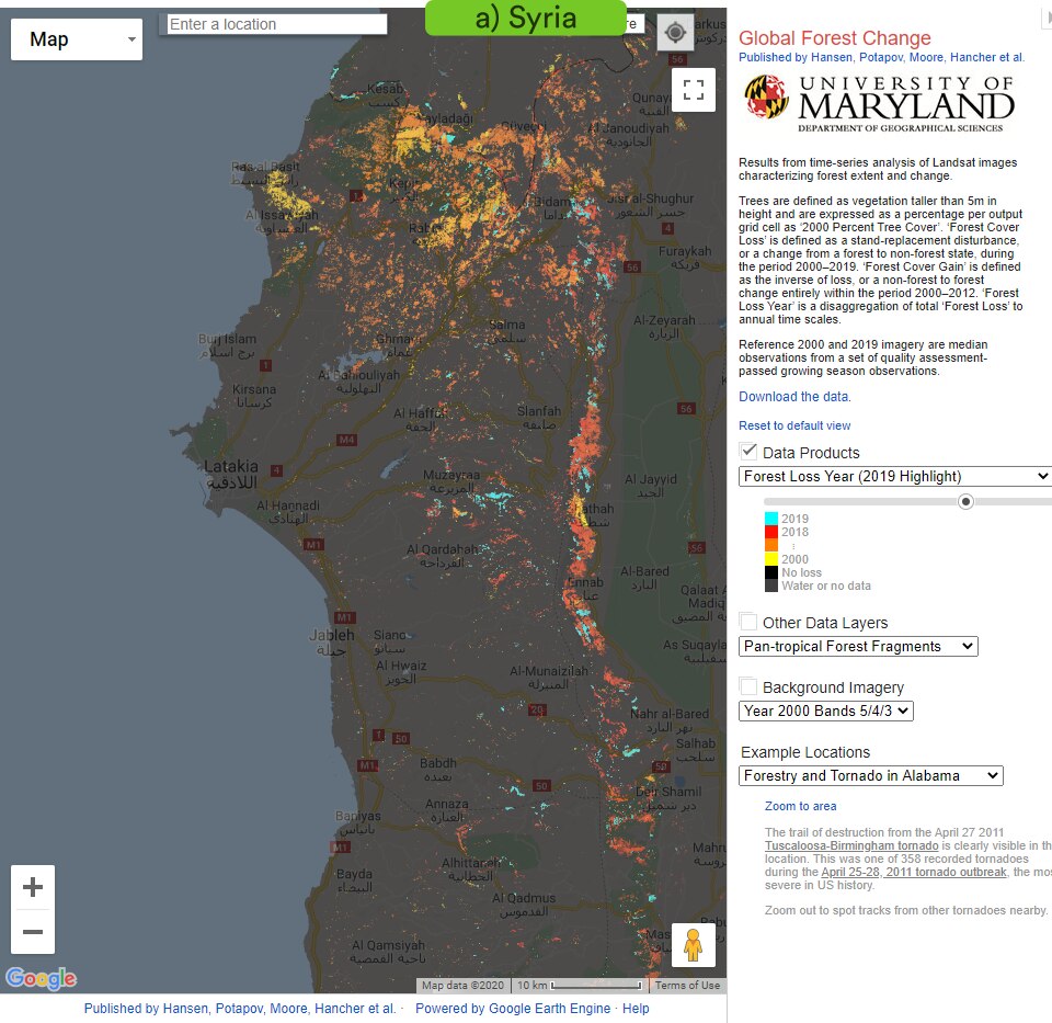 blog_4a Figure 4a. Overview of the Global Forest Change portal for western Syria
