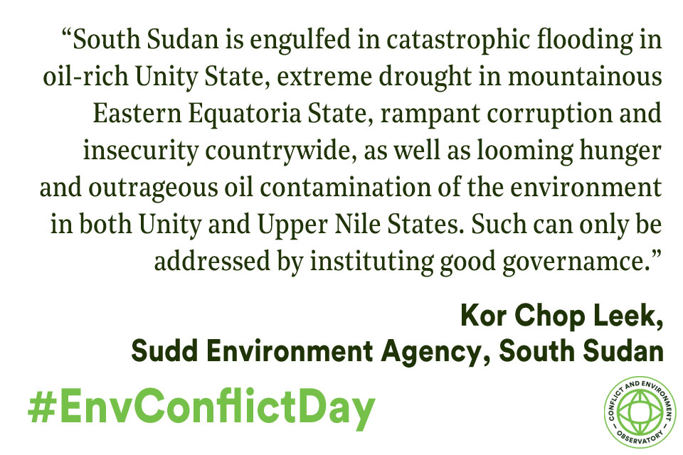 South Sudan is engulfed in catastrophic flooding in oil rich Unity State, extreme drought in mountainous Eastern Equatoria State, rampant corruption and insecurity countrywide, looming hunger and outrageous oil contamination on the environment in both Unity and Upper Nile States. Such can only be addressed by instituting good governamce.