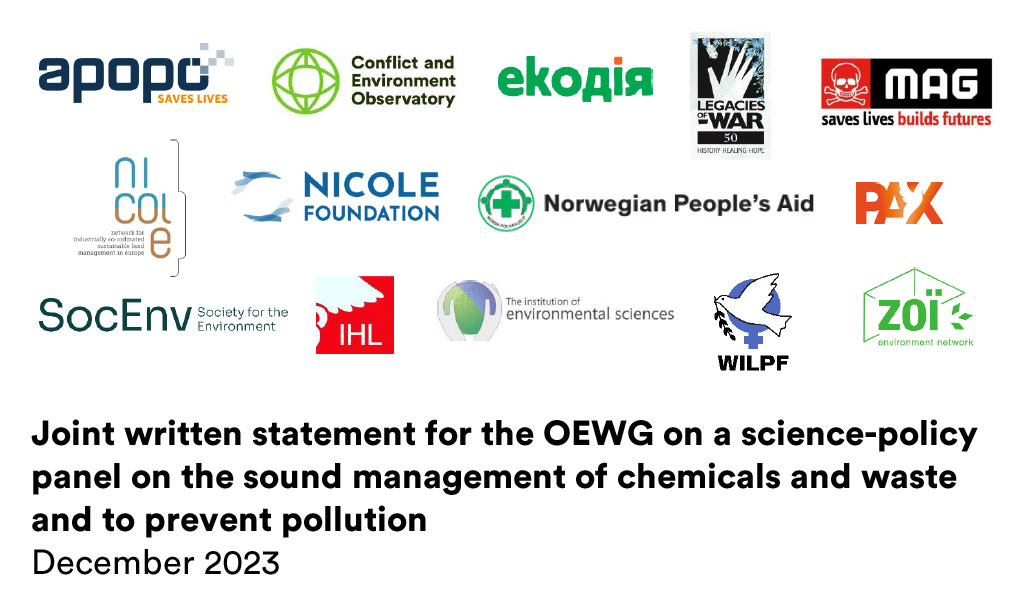 Logos of signatories of the Joint written statement for the OEWG on a science-policy panel on the sound management of chemicals and waste and to prevent pollution