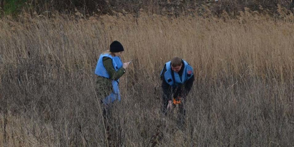 ewipa_sampling_ukr_960 Two researchers take soil samples in a reed bed in Ukraine