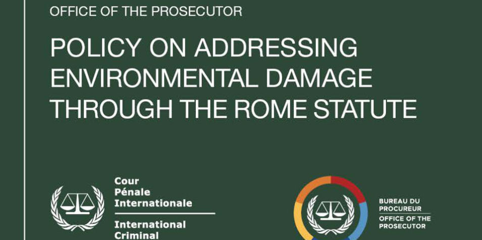 ICC_OTP_environment_cover_960 Cover of the OTP report, its title and the logos of the ICC and the ICC OTP.