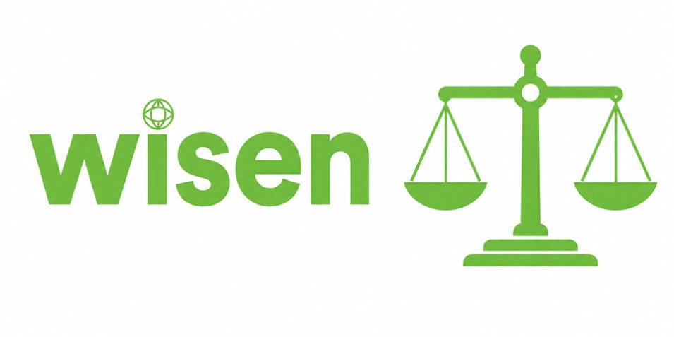 WISEN_scales_accountability_960 The wisen logo - the word in bold lower case font in green with the dot above the i a small CEOBS logo, to the right a scales of justice, both in green on white background.